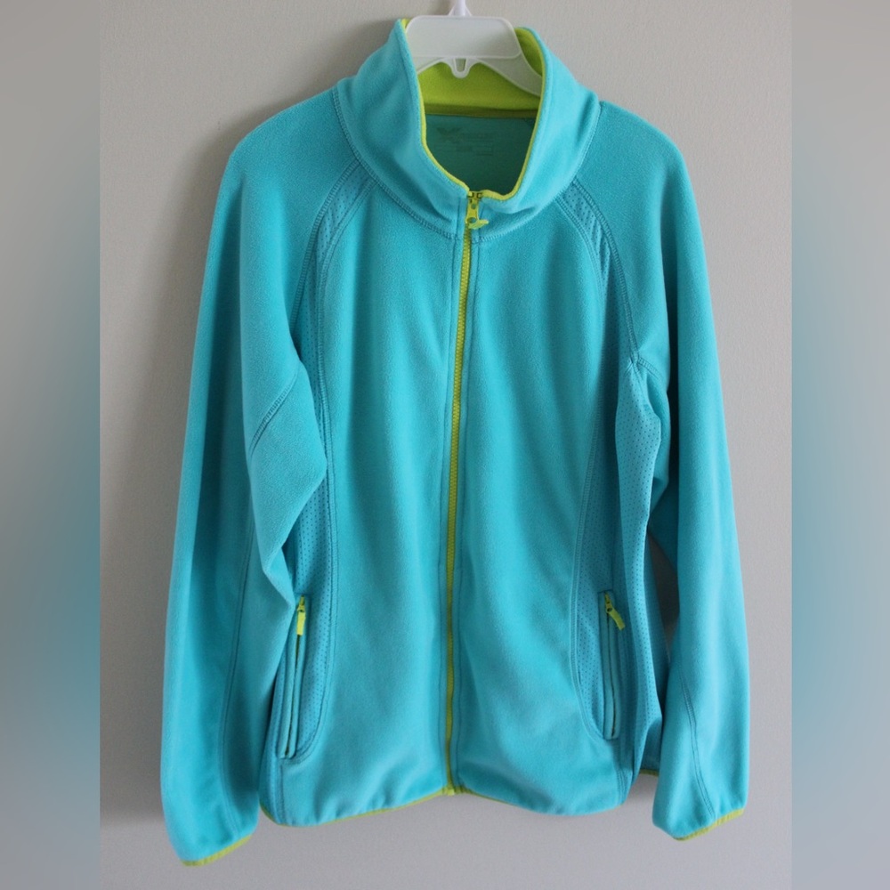 Xersion Activewear Turquoise Fleece Zip Up Jacket Size XL